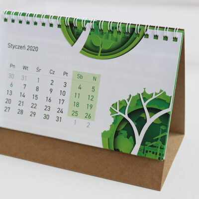 kalendarz biurkowy ekologiczny na spirali drukarnia w zielonej górze
