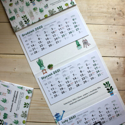 kalendarz trójdzielny ekologiczny drukarnia zielona góra
