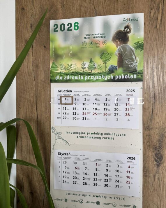 kalendarz ekologiczny z papieru Oyster
