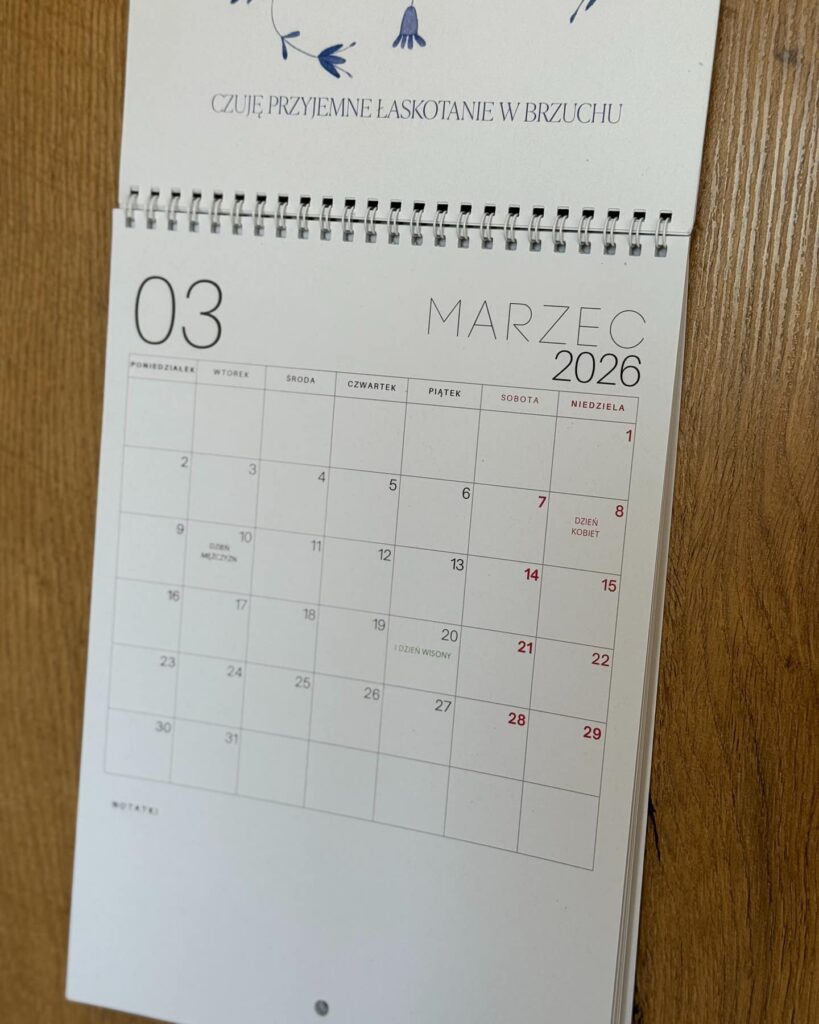 Personalizowany kalendarz A4 na ścianę